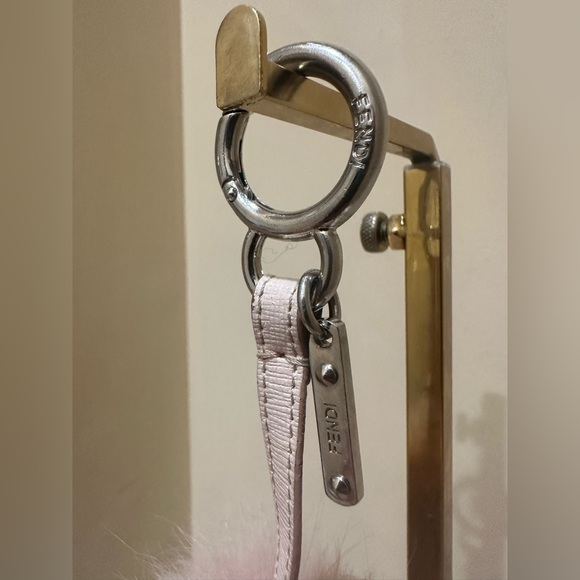 FENDI Pink Fox Fur Rabbit Fur Bag Charm Keychain - Picture 2 of 8